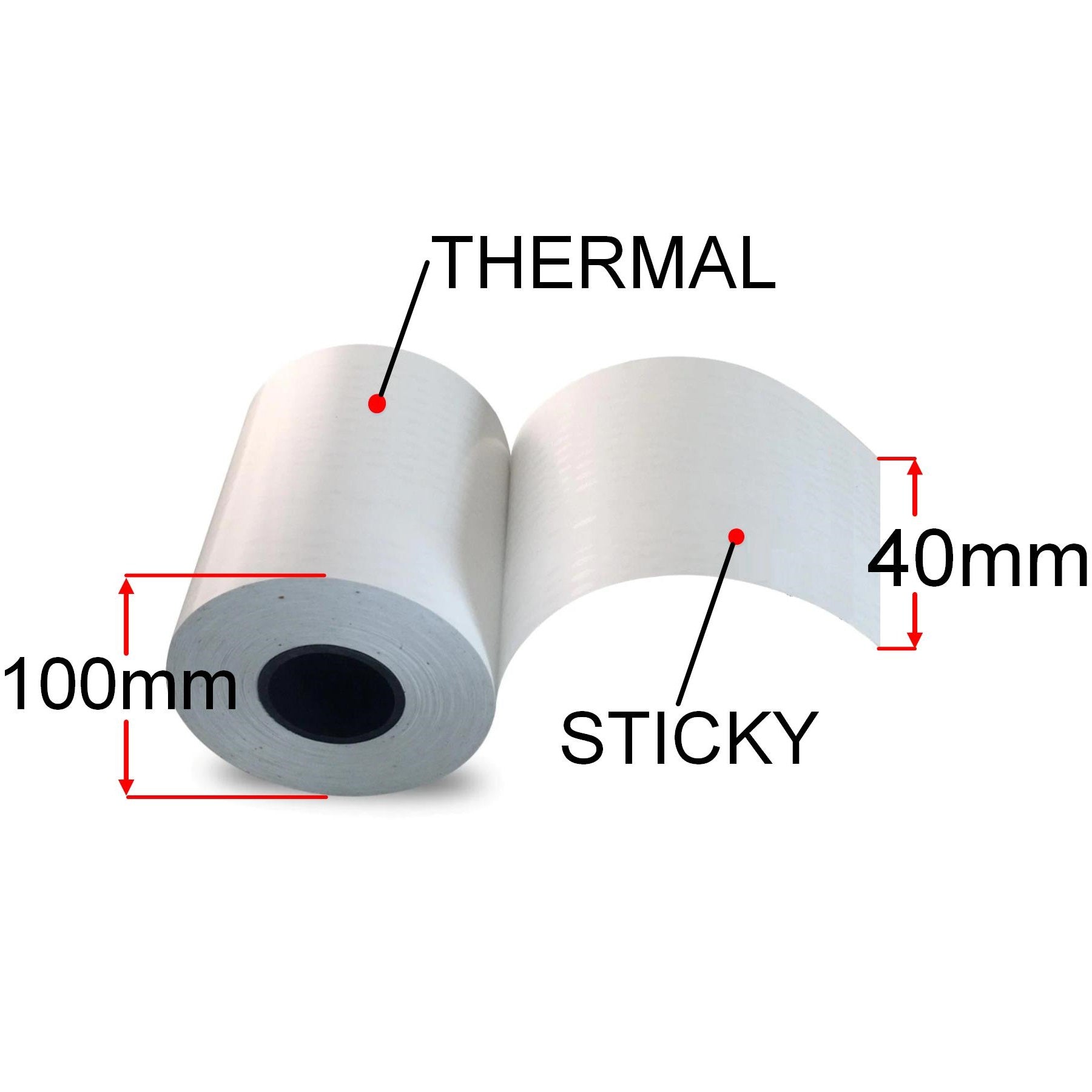 40mm X 80m Sticky Linerless Thermal Label Rolls, 24 Rolls, Removable Adhesive