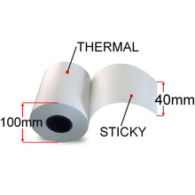 Load image into Gallery viewer, 40mm X 80m Sticky Thermal Paper Rolls, 24 Rolls, Removable Adhesive
