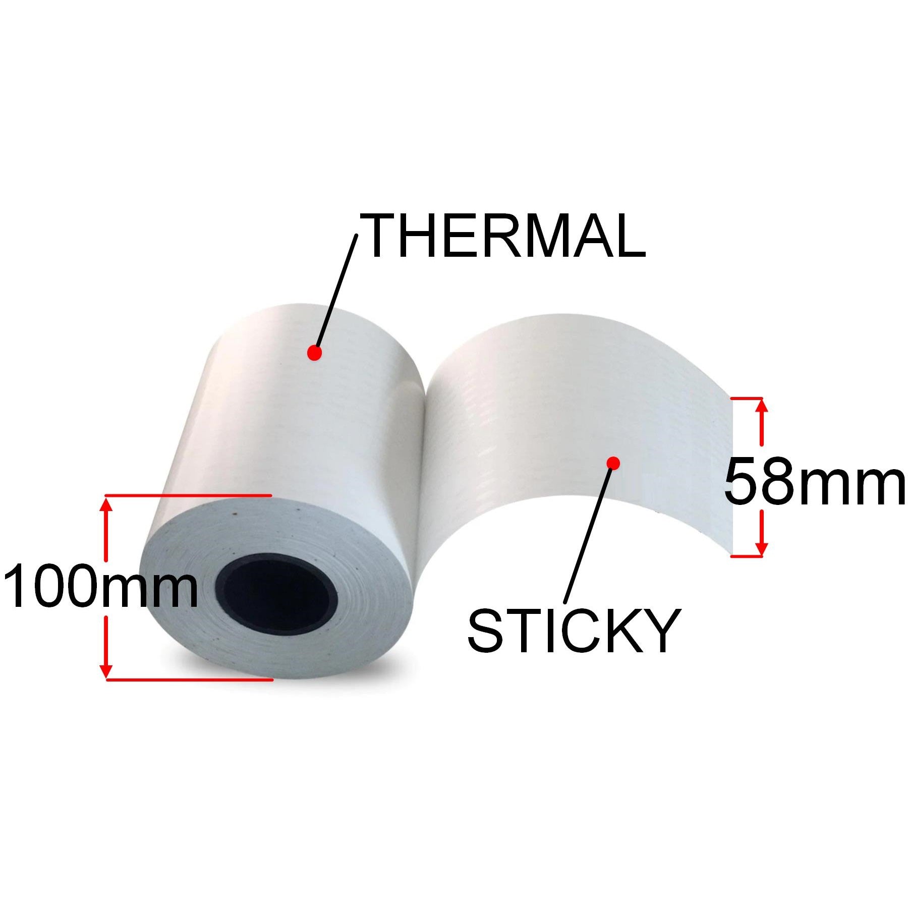 58mm X 80m Sticky Thermal Paper Rolls, 24 Rolls, Removable Adhesive