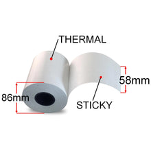 Load image into Gallery viewer, 58mm X 52m Sticky Thermal Paper Rolls, 32 Rolls, Removable Adhesive

