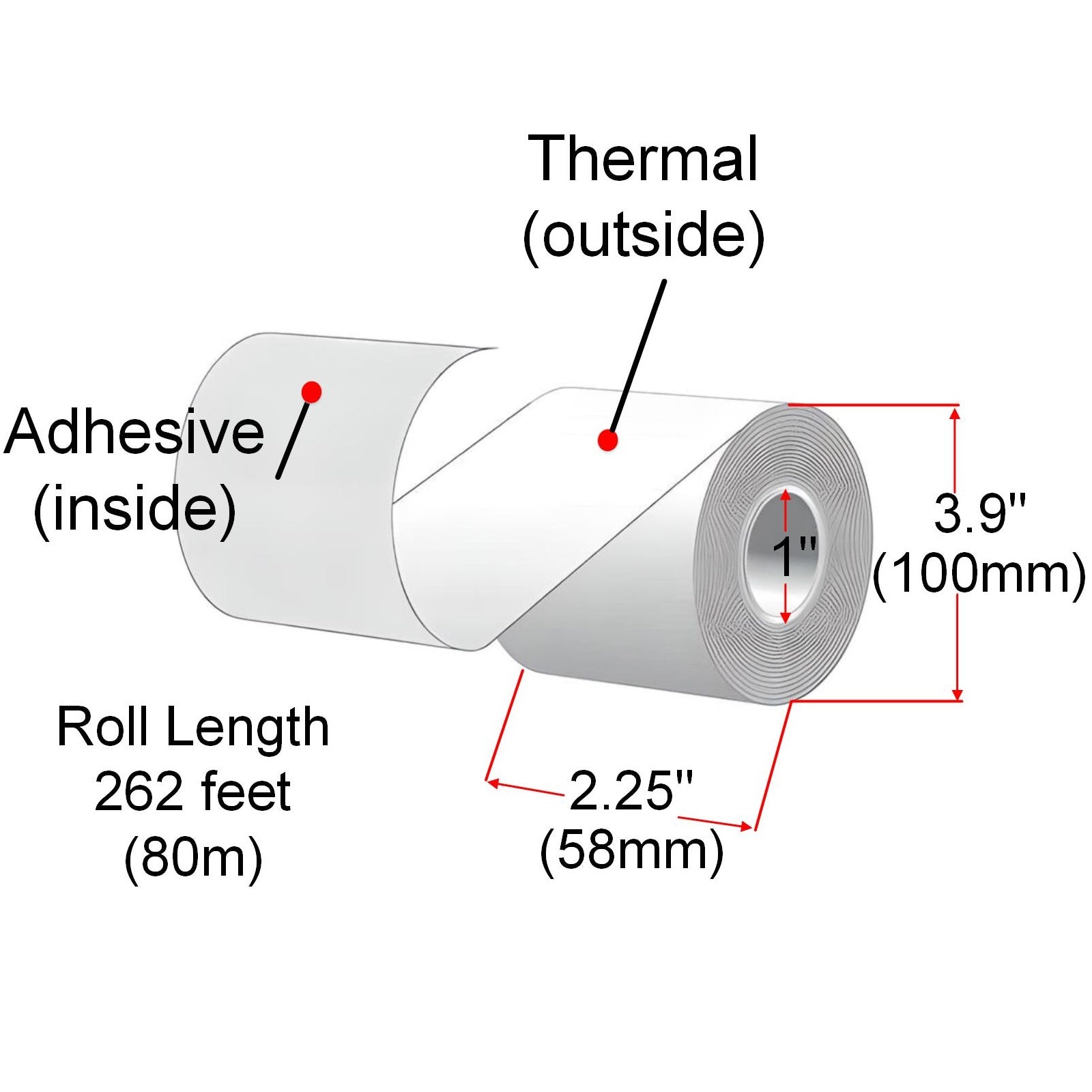 58mm X 80m Sticky Thermal Paper Rolls, 24 Rolls, Removable Adhesive