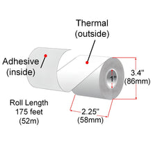Load image into Gallery viewer, 58mm X 52m Sticky Thermal Label Rolls, 15 Rolls, Removable Adhesive
