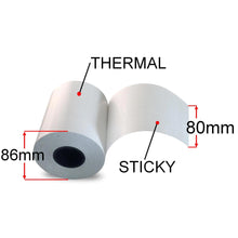 Load image into Gallery viewer, 80mm X 52m Sticky Thermal Paper Rolls, 24 Rolls, Removable Adhesive
