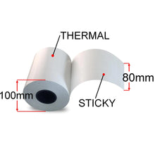 Load image into Gallery viewer, 80mm X 80m Sticky Thermal Paper Rolls, 16 Rolls, Removable Adhesive
