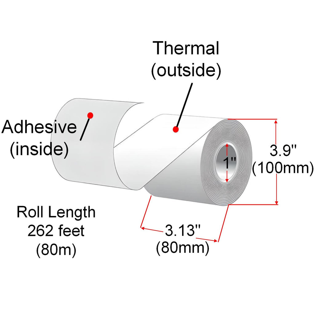 [16 Rolls] 80mm X 80m Sticky Linerless Thermal Label Rolls, Removable Adhesive