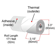 Load image into Gallery viewer, 80mm X 52m Sticky Thermal Paper Rolls, 24 Rolls, Removable Adhesive
