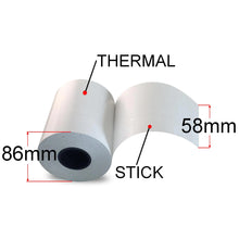 Load image into Gallery viewer, 58mm X 52m Sticky Thermal Label Rolls, 15 Rolls, Removable Adhesive
