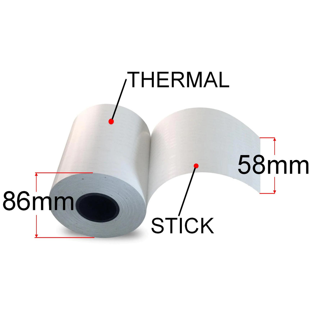 58mm X 52m Sticky Thermal Label Rolls, 15 Rolls, Removable Adhesive