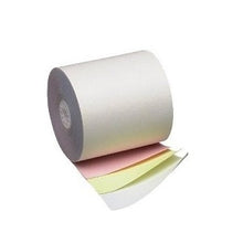 Load image into Gallery viewer, 3&quot; X 60&#39; White/Yellow/Pink 3-Ply Carbonless Paper Rolls (50 Rolls) Canada by Papertec
